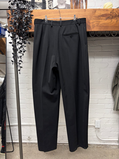 2022 Balenciaga Heavyweight Pleated Black Wide Leg Trousers