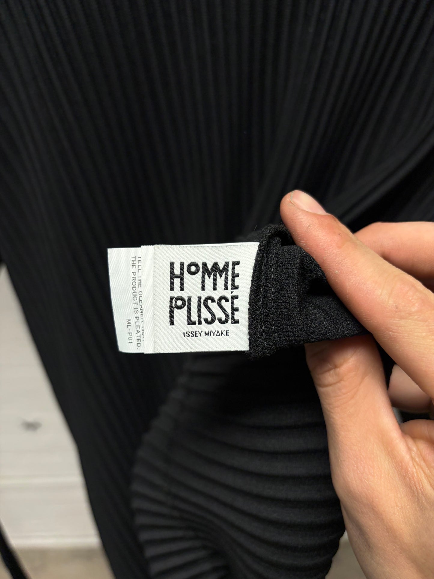 Issey Miyake ‘Homme Plisse’ Pleated Black Long Sleeve Shirt