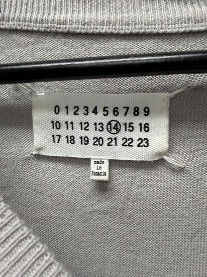 SS2020 Maison Margiela Grey Wool Knit Sweater with Suede Elbow Patches