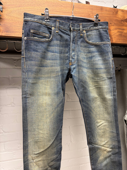 Dior Homme ‘Dirt Washed’ Raw Blue Skinny Jeans