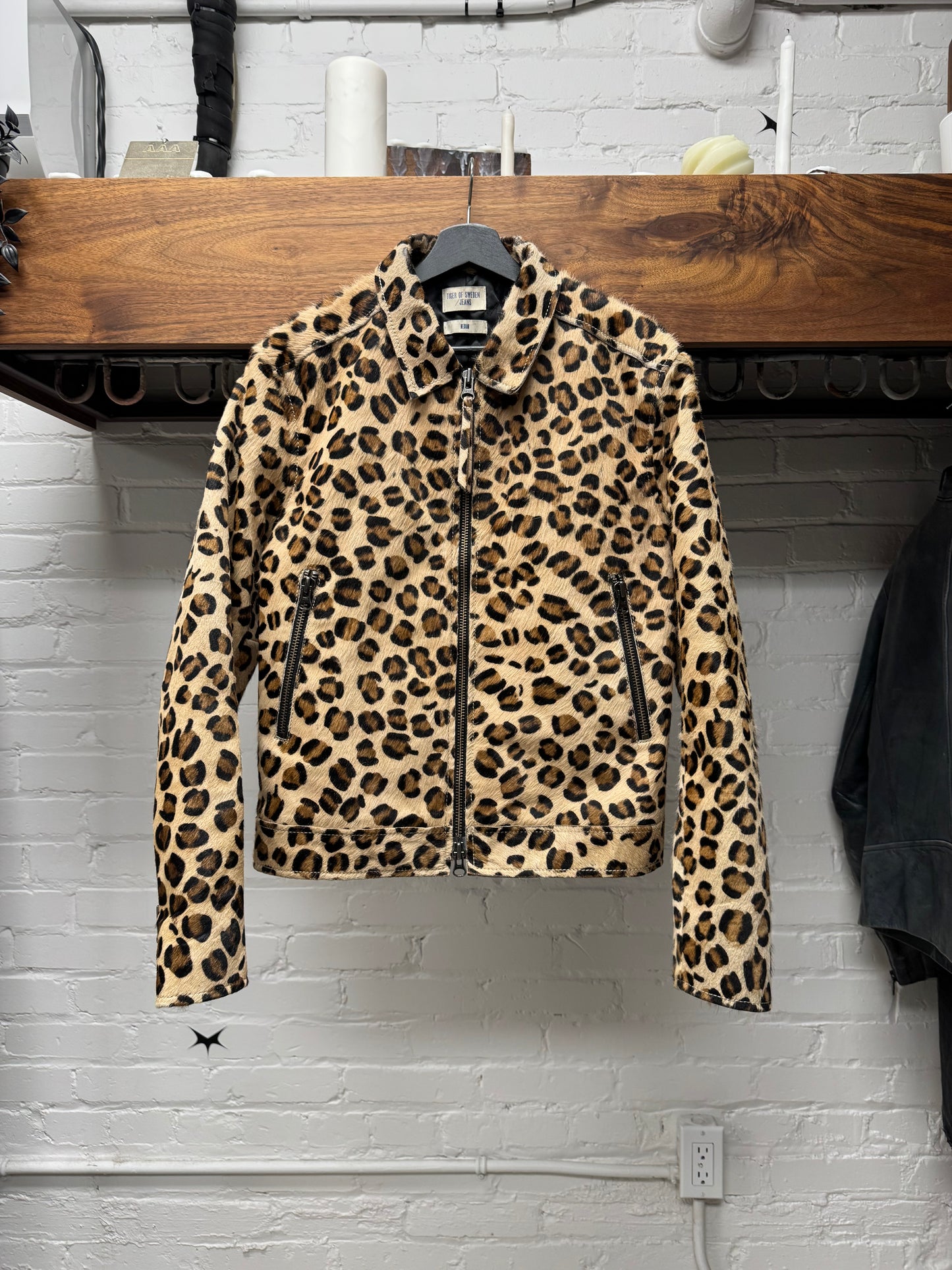 Tiger Of Sweden ‘Pony-Hair’ Leopard Pattern Zip-Up Jacket