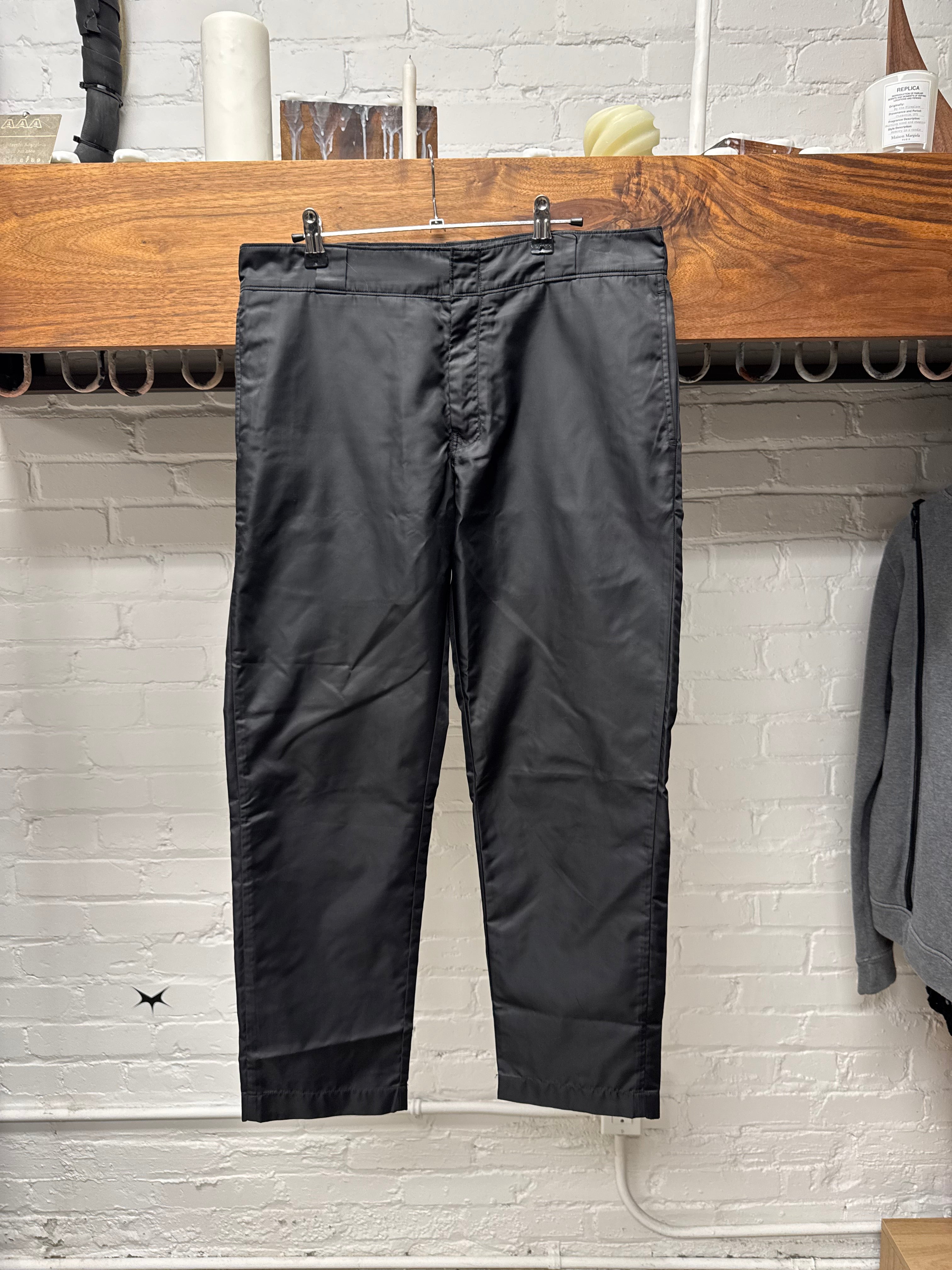 Prada Black Nylon 'Saffiano Logo' Straight Cut Pants – 20 Maud