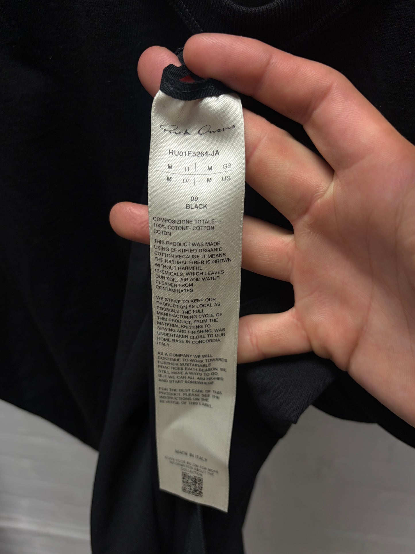 SS2025 Rick Owens ‘Hollywood’ Black Cotton ‘Level’ T-Shirt