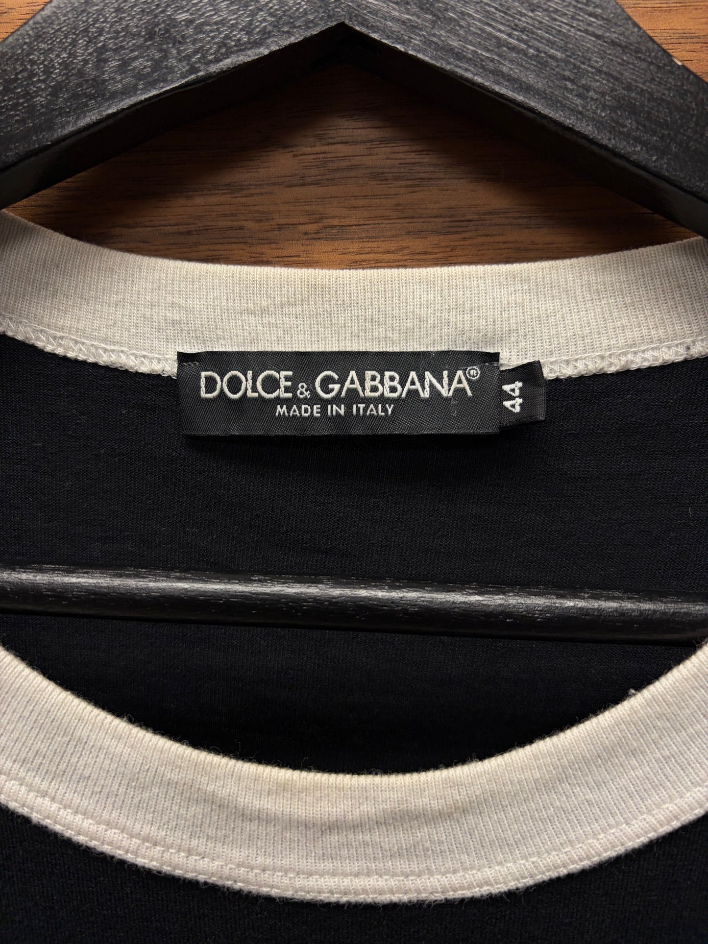 Dolce and Gabbana ‘Sicilia’ Black/White Cotton Ringer T-Shirt
