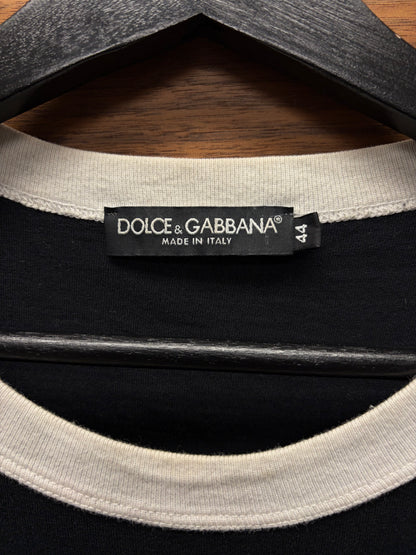 Dolce and Gabbana ‘Sicilia’ Black/White Cotton Ringer T-Shirt
