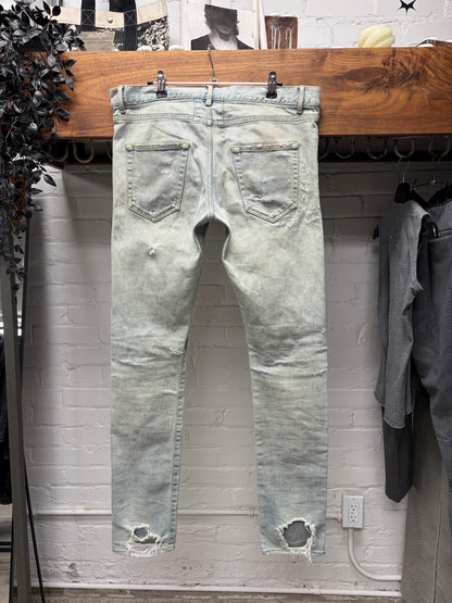 2014 Saint Laurent D02 Light Wash ‘Crash Denim’ with Repaired Blowouts
