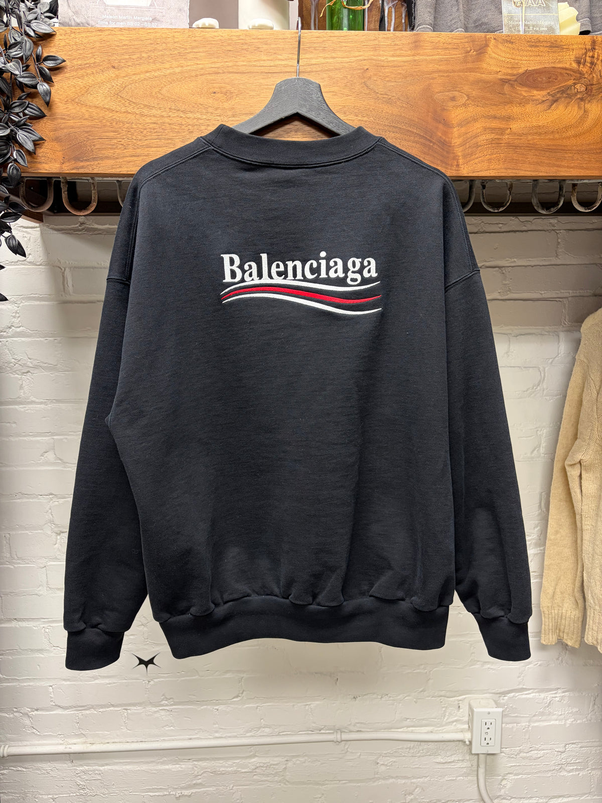 2021 Balenciaga ‘Campaign Logo’ Black Crewneck Sweatshirt