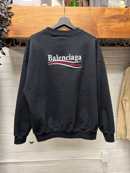 2021 Balenciaga ‘Campaign Logo’ Black Crewneck Sweatshirt