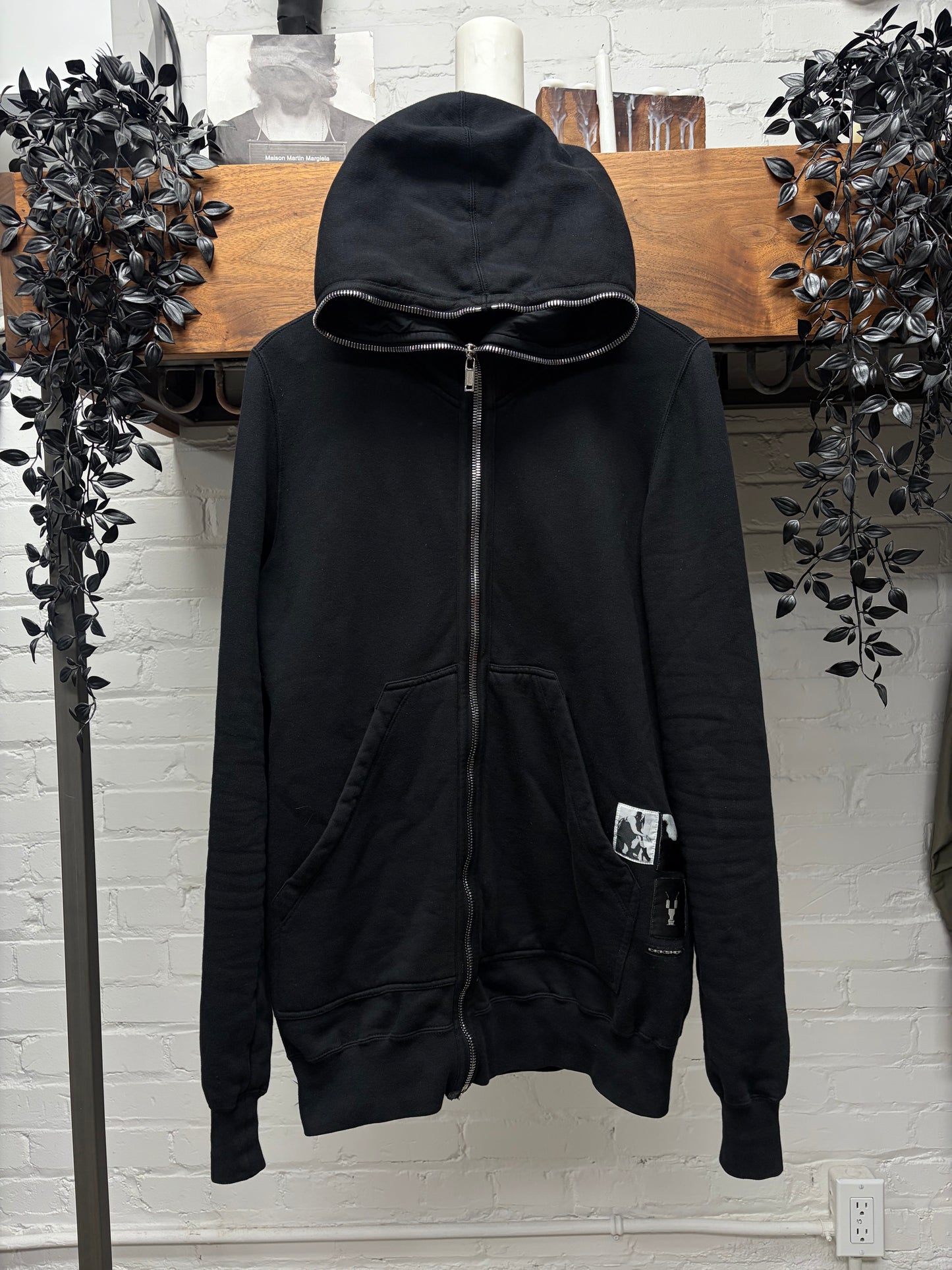 Rick Owens DRKSHDW Patched ‘Gimp’ Black Full Zip Hoodie