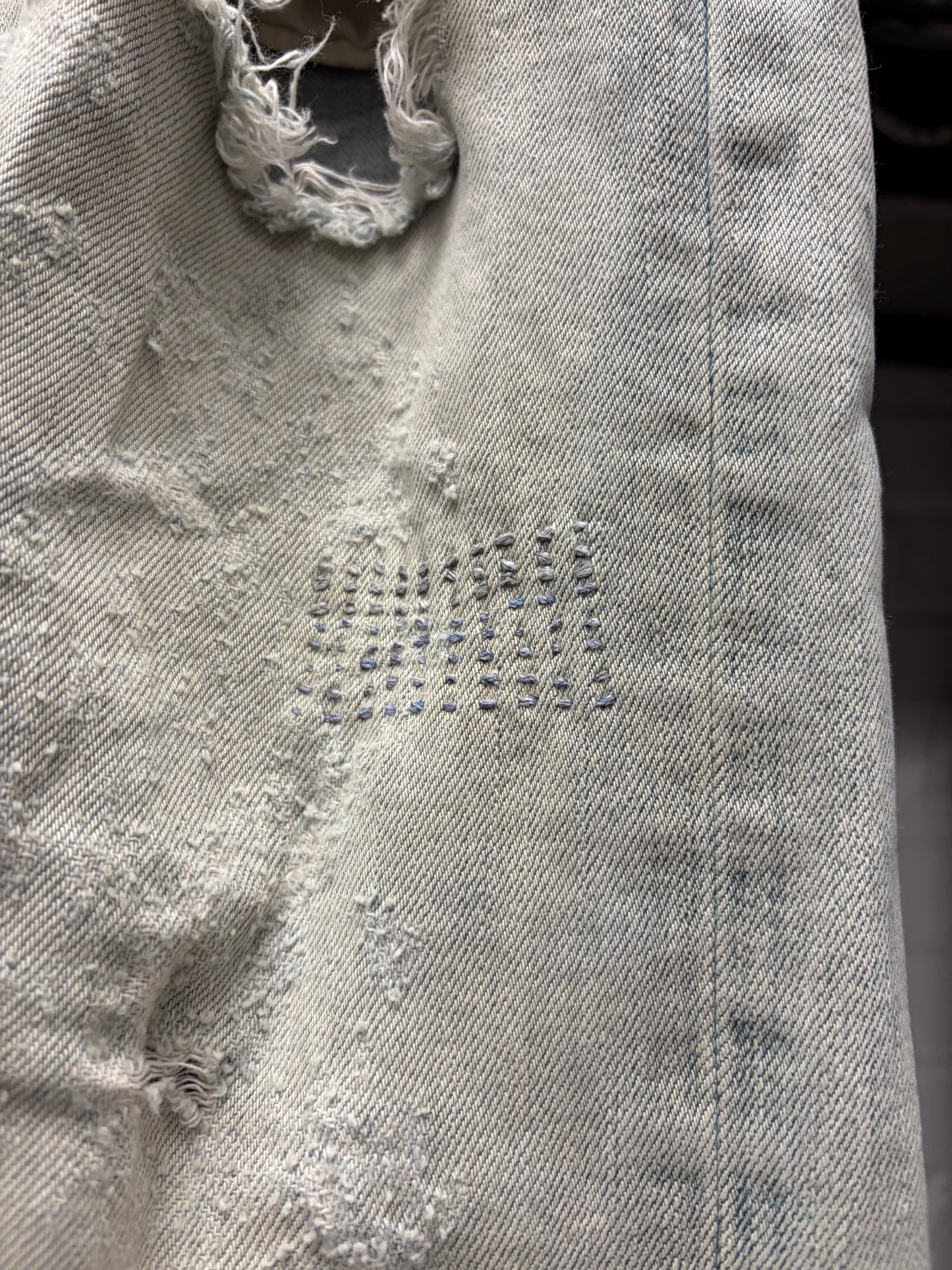 2014 Saint Laurent D02 Light Wash ‘Crash Denim’ with Repaired Blowouts