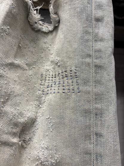 2014 Saint Laurent D02 Light Wash ‘Crash Denim’ with Repaired Blowouts
