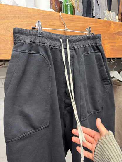 Rick Owens Drop Crotch Black Drawstring ‘Pod’ Shorts