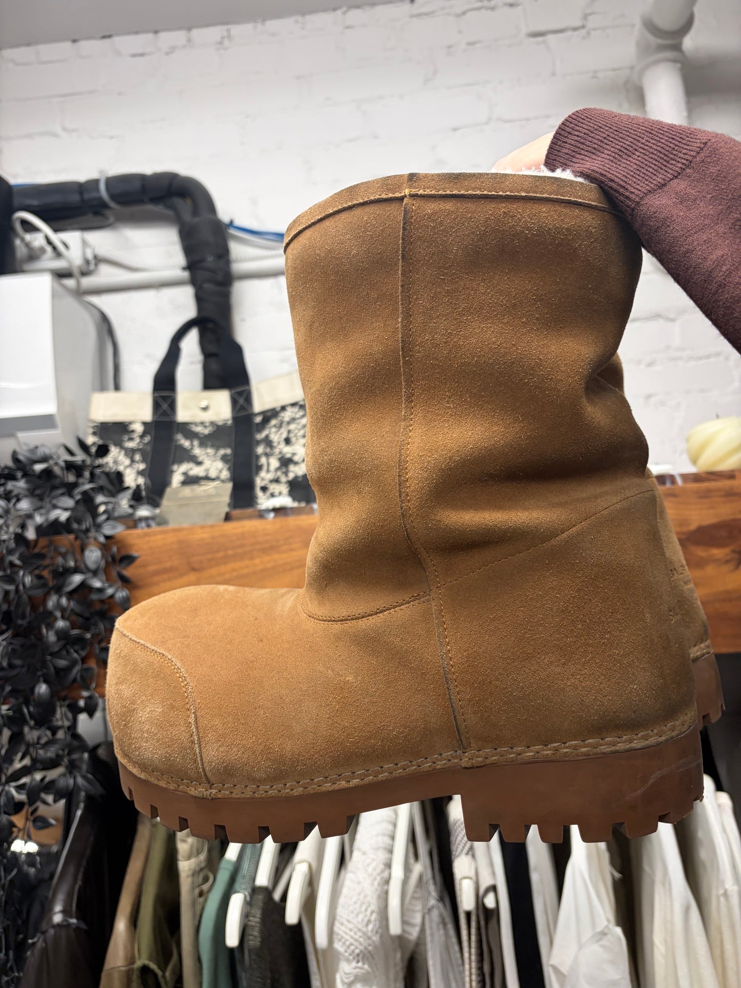 Balenciaga ‘Alaska’ Brown Suede/Shearling Mid Top Boots