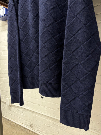 Bottega Veneta ‘Intrecciato’ Woven Navy Blue Knit Sweater