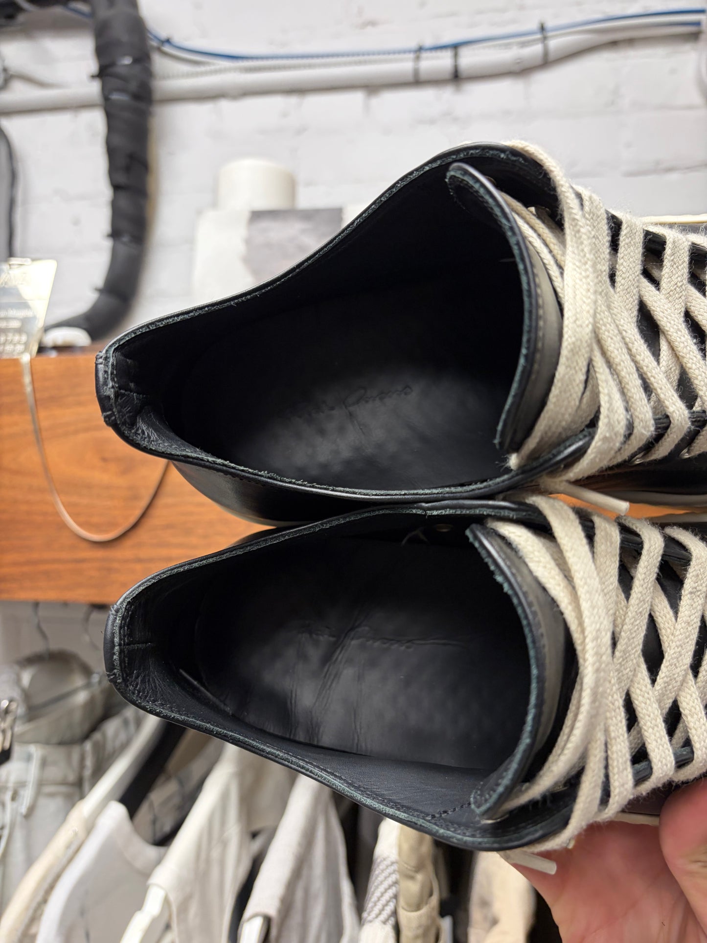 Rick Owens ‘Ramones’ Black/Milk Leather Low Top Sneakers