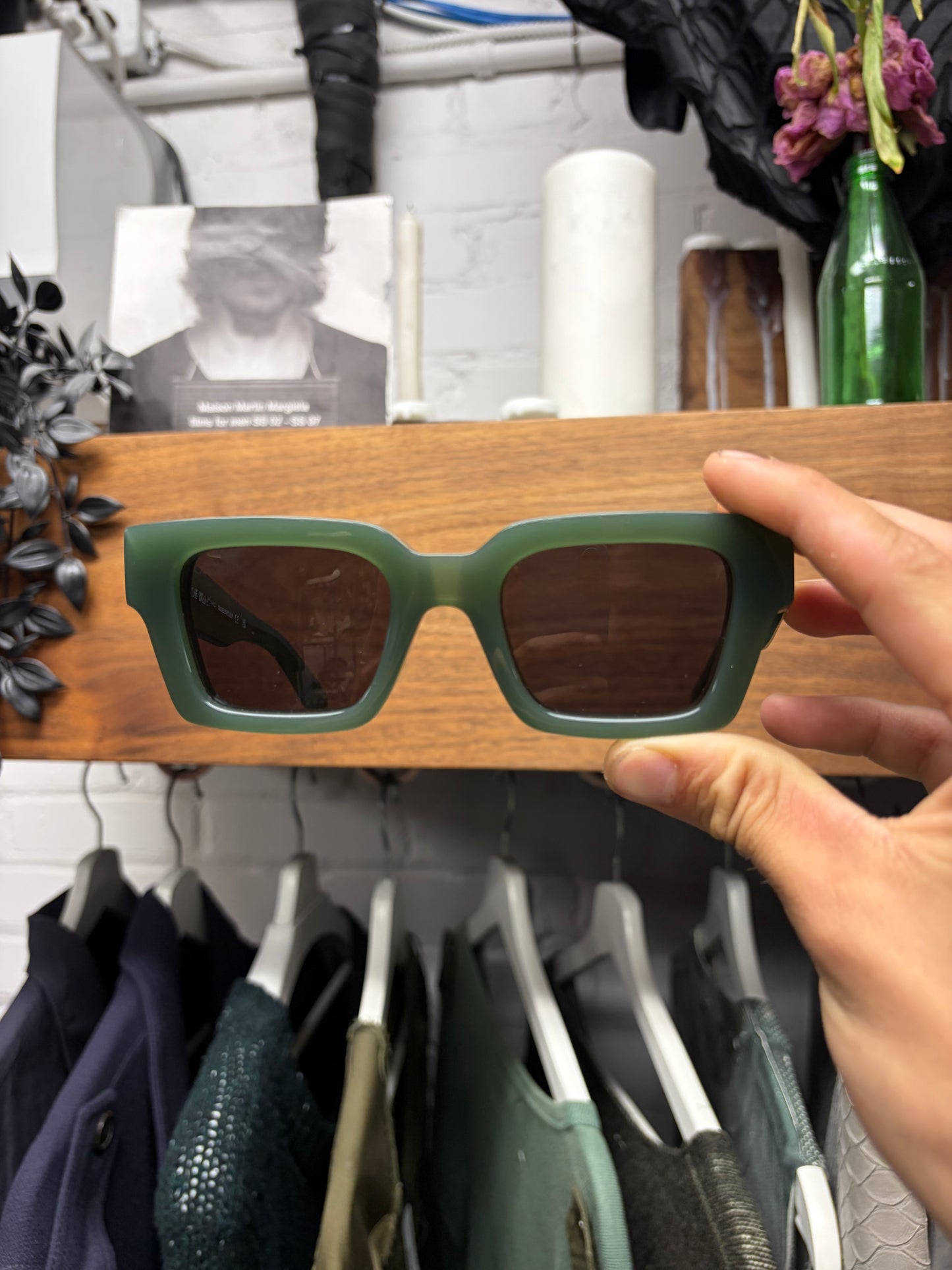 Off-White ‘Virgil’ Green ‘Arrows Logo’ Box Shaped Sunglasses