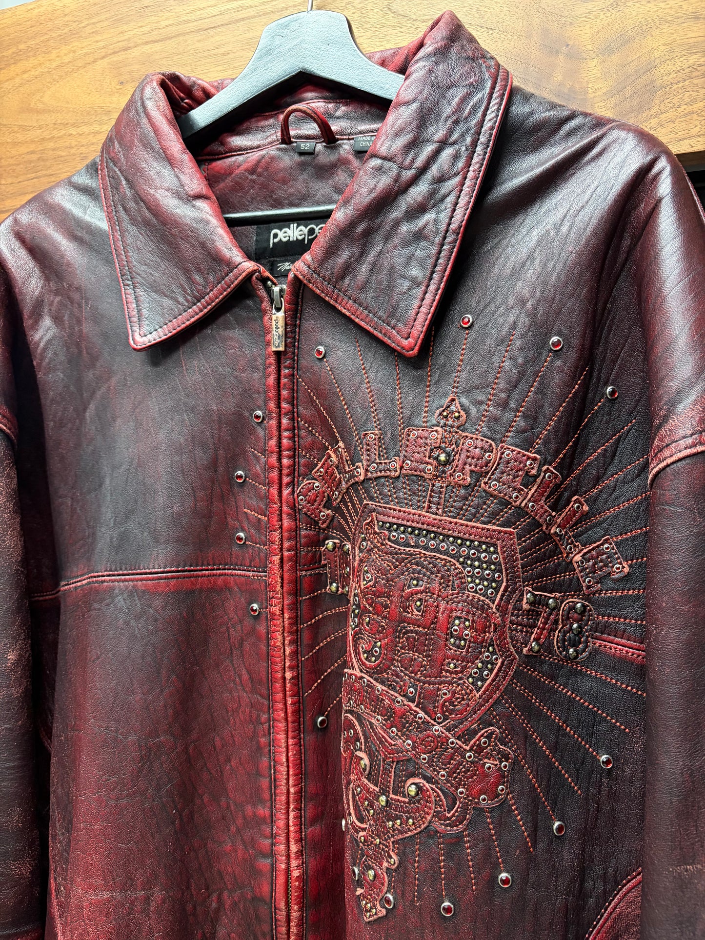 Vintage Pelle Pelle ‘World Tour’ Dark Red Leather Jacket
