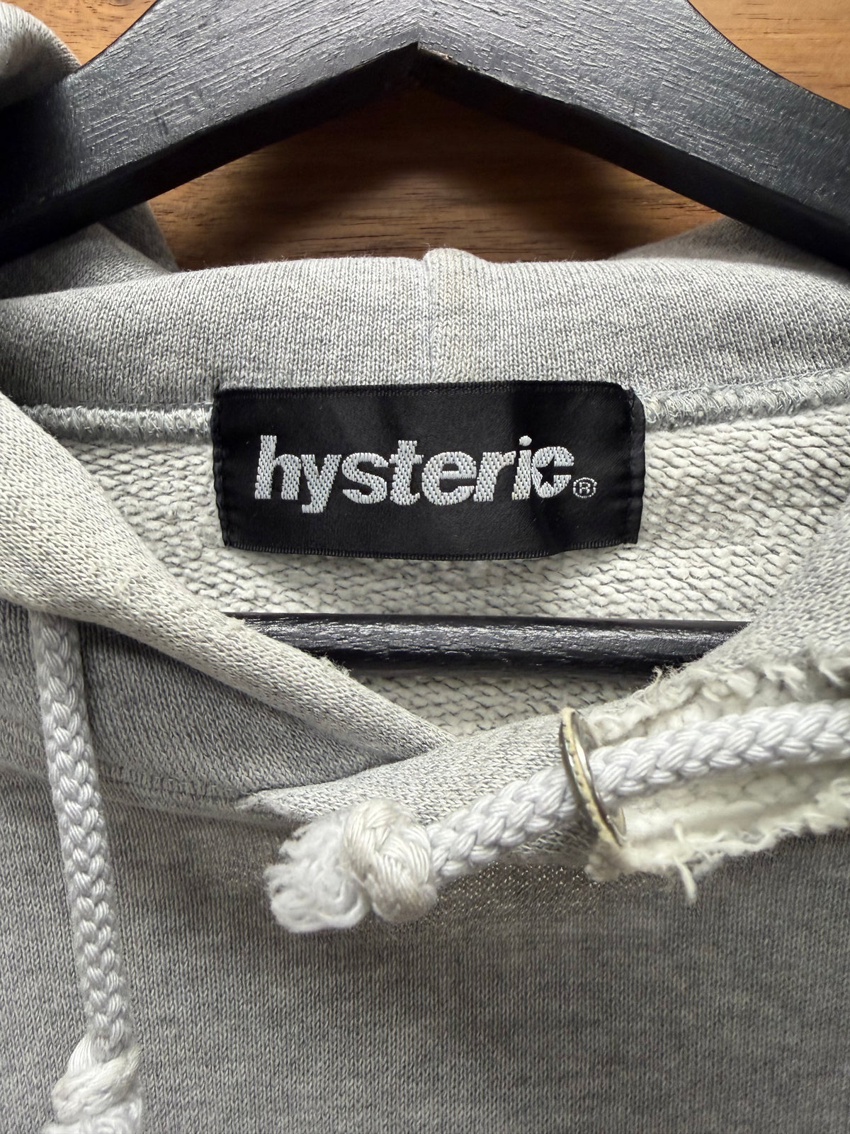 2000s Hysteric Glamour Grey/Blue ‘Metal Logo’ Thrashed Hoodie