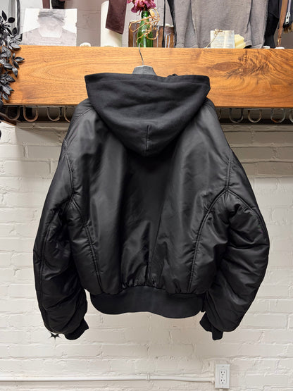 No Faith Studios Reversible Black Thermal Cotton Hoodie/Bomber Jacket