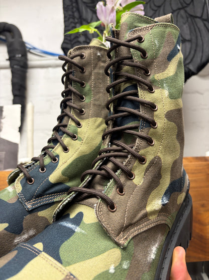Balenciaga Camouflage ‘Strike’  Distressed Canvas Combat Boots