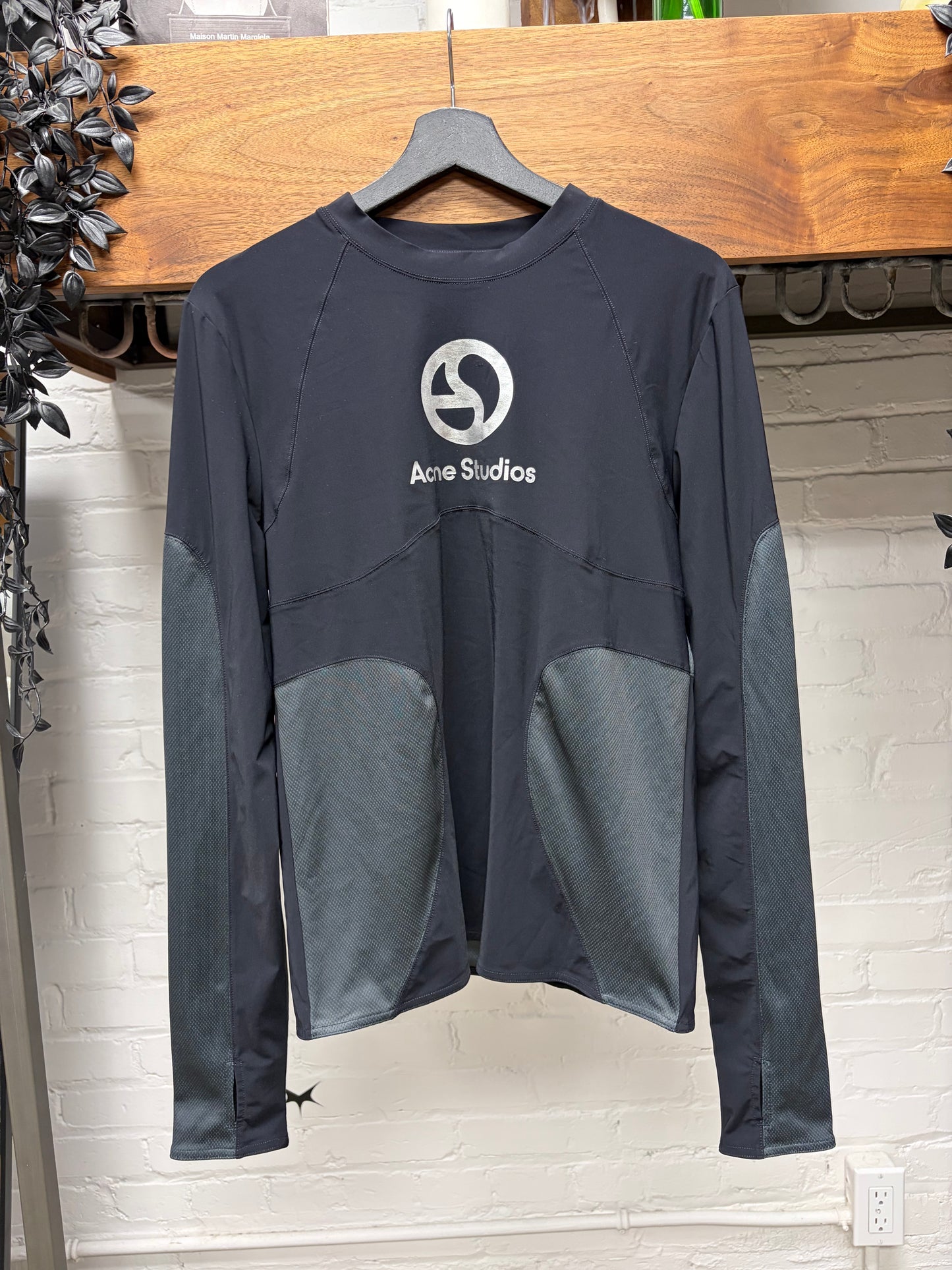 SS2025 Acne Studios ‘Technical Jersey’ Logo Black Long Sleeve Shirt