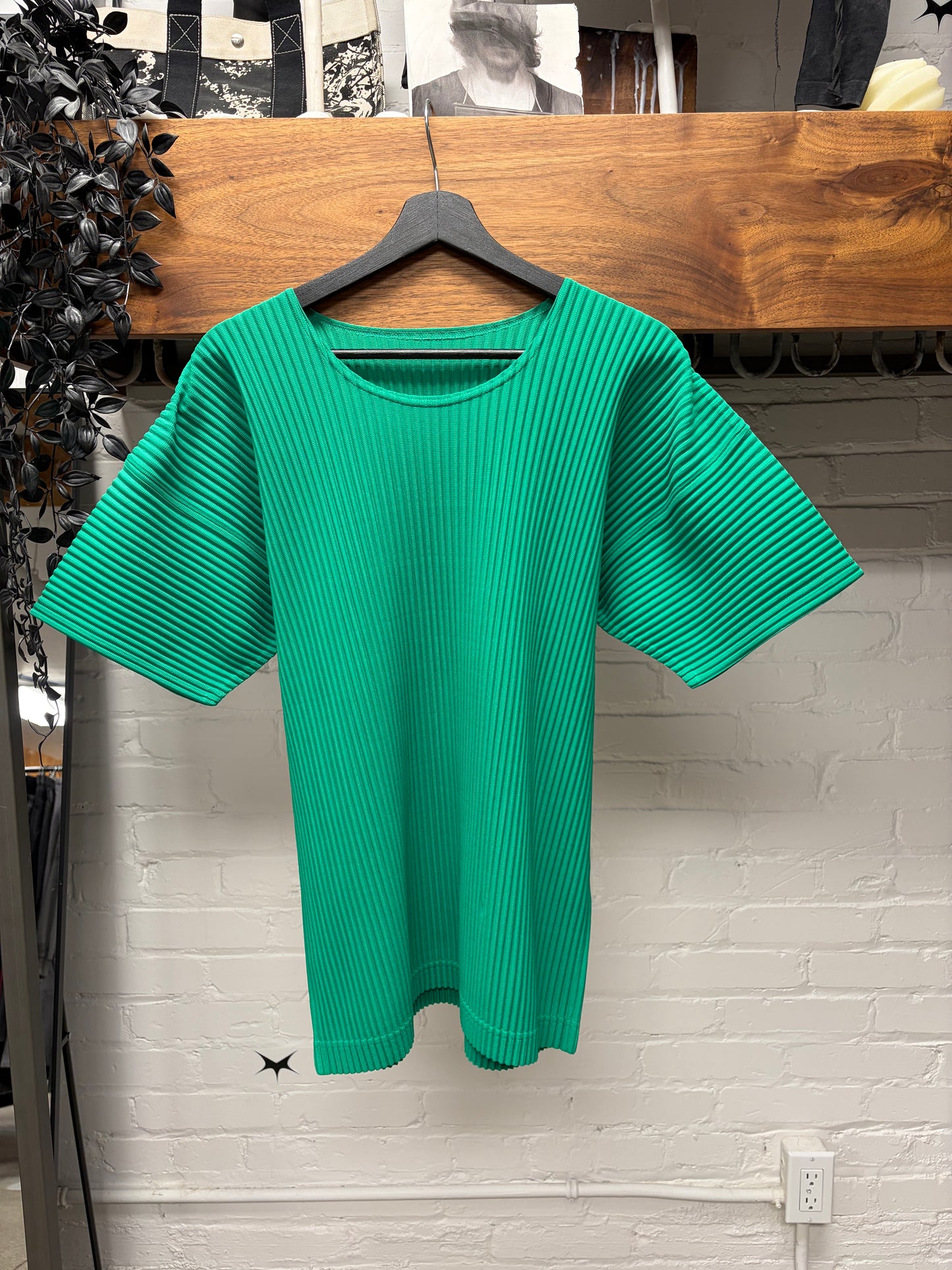 Issey Miyake ‘Homme Plisse’ Green Pleated T-Shirt