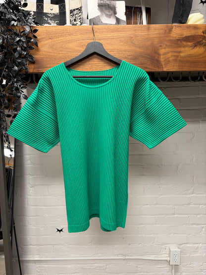 Issey Miyake ‘Homme Plisse’ Green Pleated T-Shirt