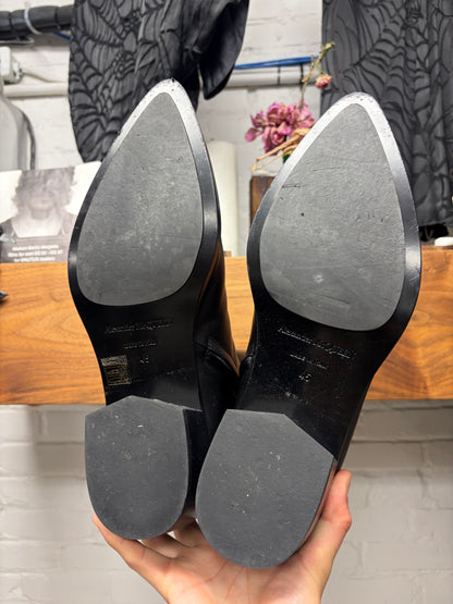 Alexander McQueen ‘Punk’ Black/Silver Toecap Leather Pointed Chelsea Boots