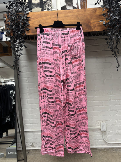 2023 Balenciaga ‘DIY Metal Logo’ Pink Wide Leg Pyjama Pants