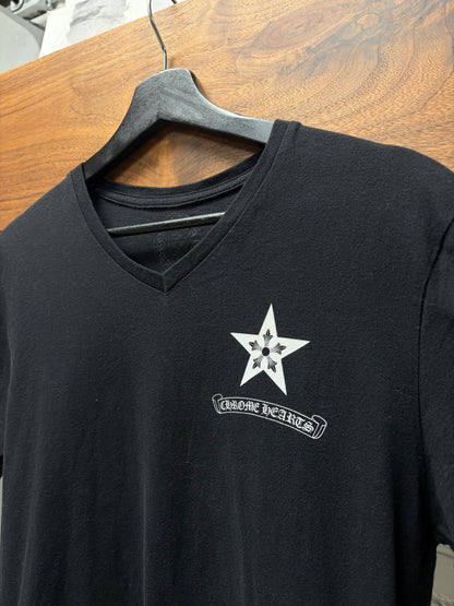 Chrome Hearts ‘Star Cross’ Black Cotton V-Neck T-Shirt