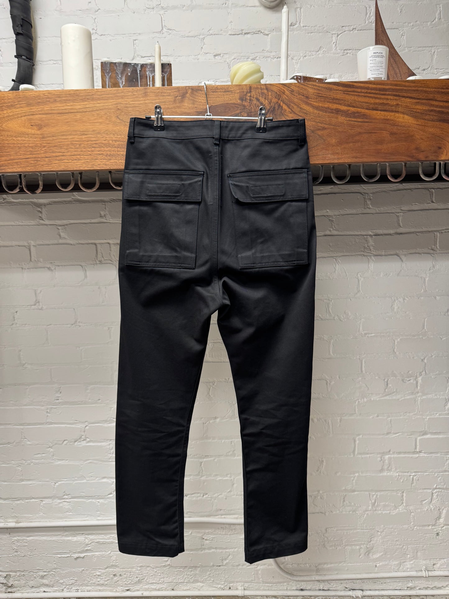 SS2020 Rick Owens ‘Tecuatl’ Black Flap Pocket Cargo Pants