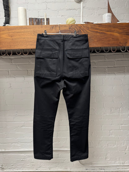 SS2020 Rick Owens ‘Tecuatl’ Black Flap Pocket Cargo Pants