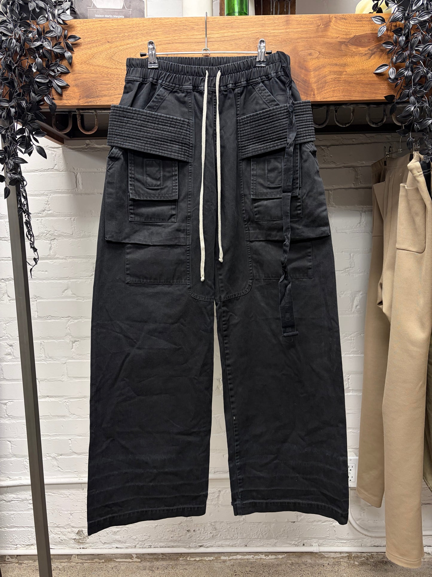 Rick Owens ‘Creatch’ Faded Black Wide Leg Drawstring Sweatpants