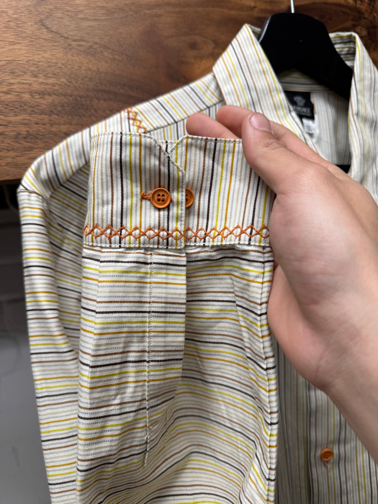 Vintage 90s Versace Jeans Couture Striped Button Down Shirt