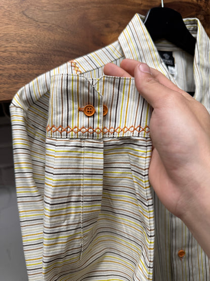 Vintage 90s Versace Jeans Couture Striped Button Down Shirt