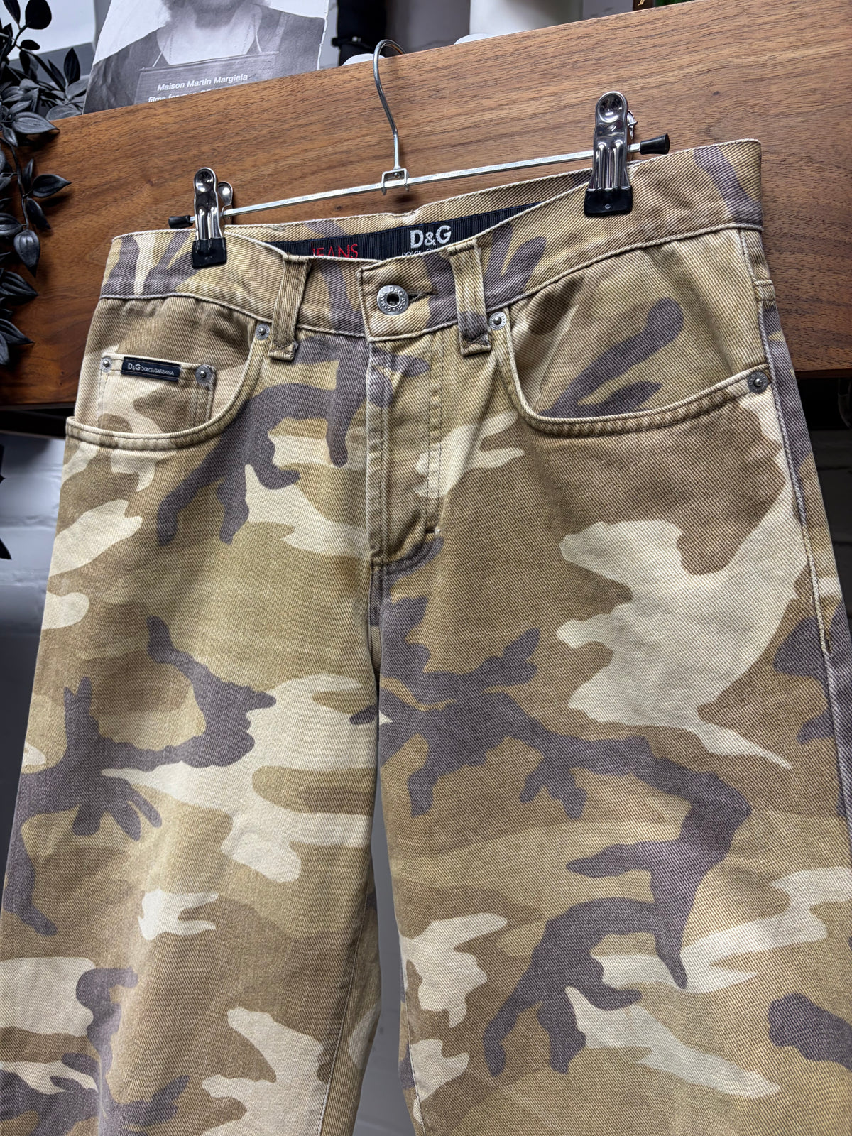 2000s Dolce & Gabbana Camouflage Print Bootcut Straight Leg Denim