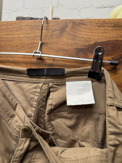 Julius ‘Gas Mask’ Brown Linen Wide Leg Cargo Pants