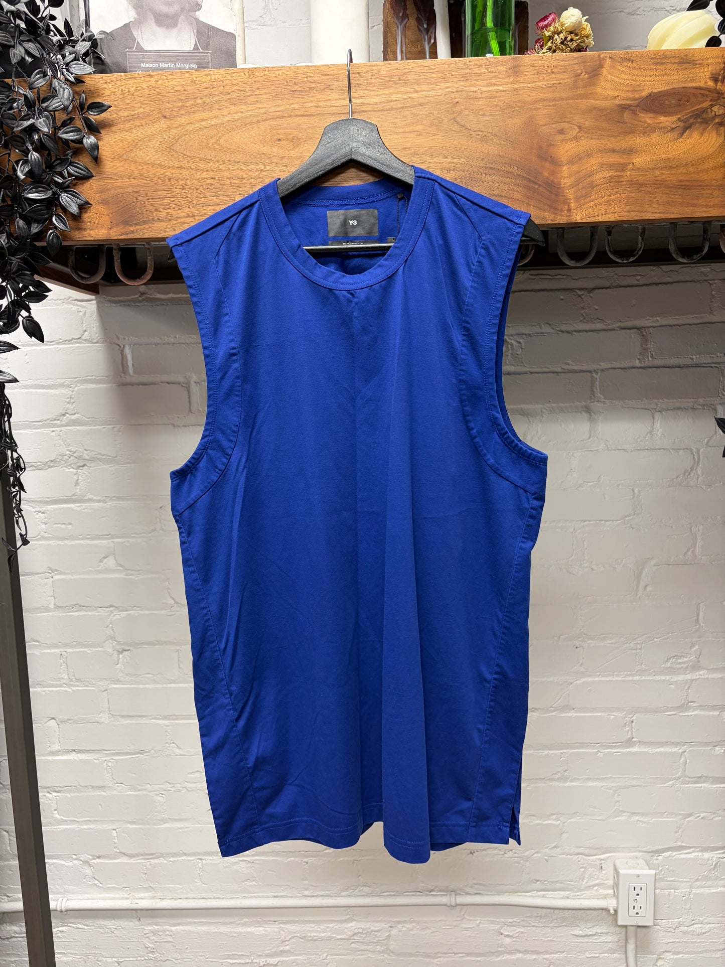 Y-3 by Yohji Yamamoto Shoulder Panelled Blue Tank Top