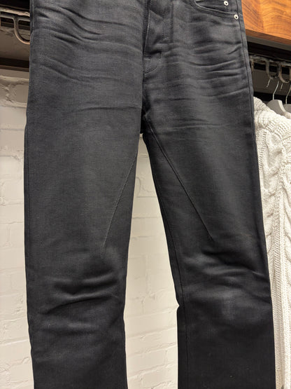 Rick Owens ‘Jim Cut’ Waxed Black  Flared Fit Skinny Japanese Denim
