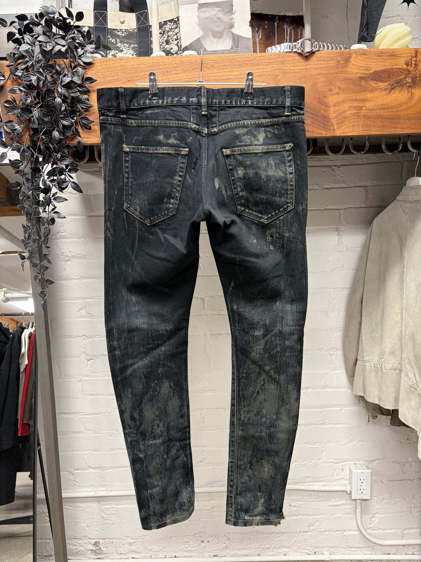 AW2015 Saint Laurent by Hedi Slimane ‘Oil Spill’ D02 Distressed Skinny Jeans