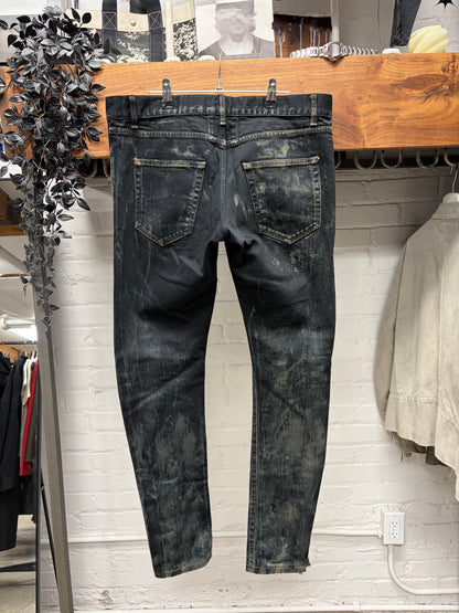 AW2015 Saint Laurent by Hedi Slimane ‘Oil Spill’ D02 Distressed Skinny Jeans