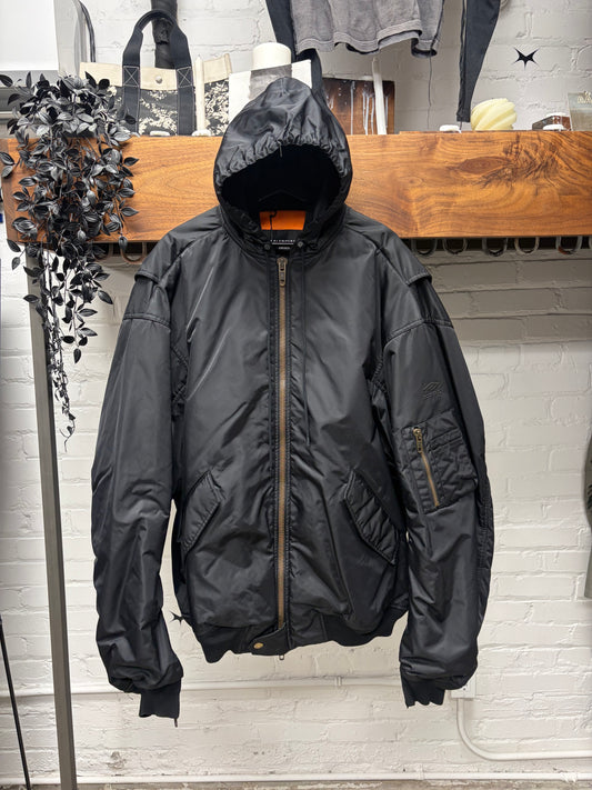 SS2022 Balenciaga ‘3B Sport Icon’ Black Hooded Bomber Jacket