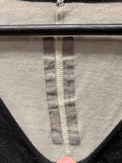 SS2020 Rick Owens ‘Tecuatl’ Pearl/Black Semi Sheer Baseball Long Sleeve Shirt