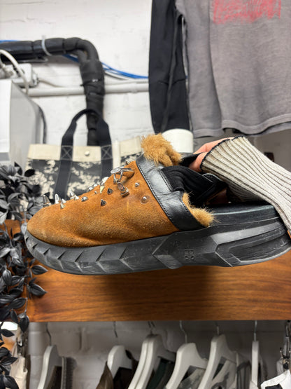 AW2021 Givenchy Tan Suede ‘Marshmallow’ Spiked Slingback Clogs