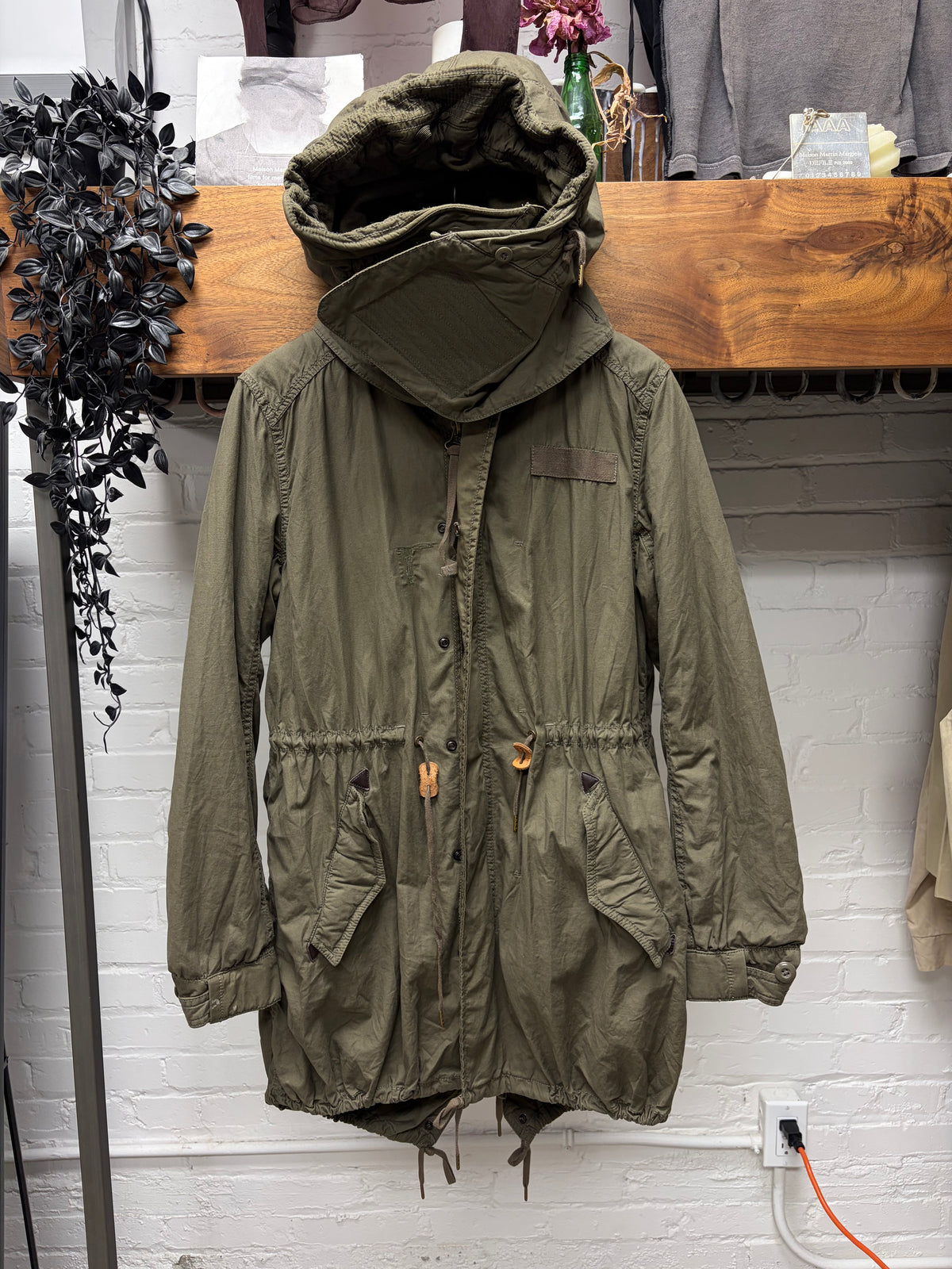 GOA Military Inspired Hooded Fishtail Parka with Shearling Liner