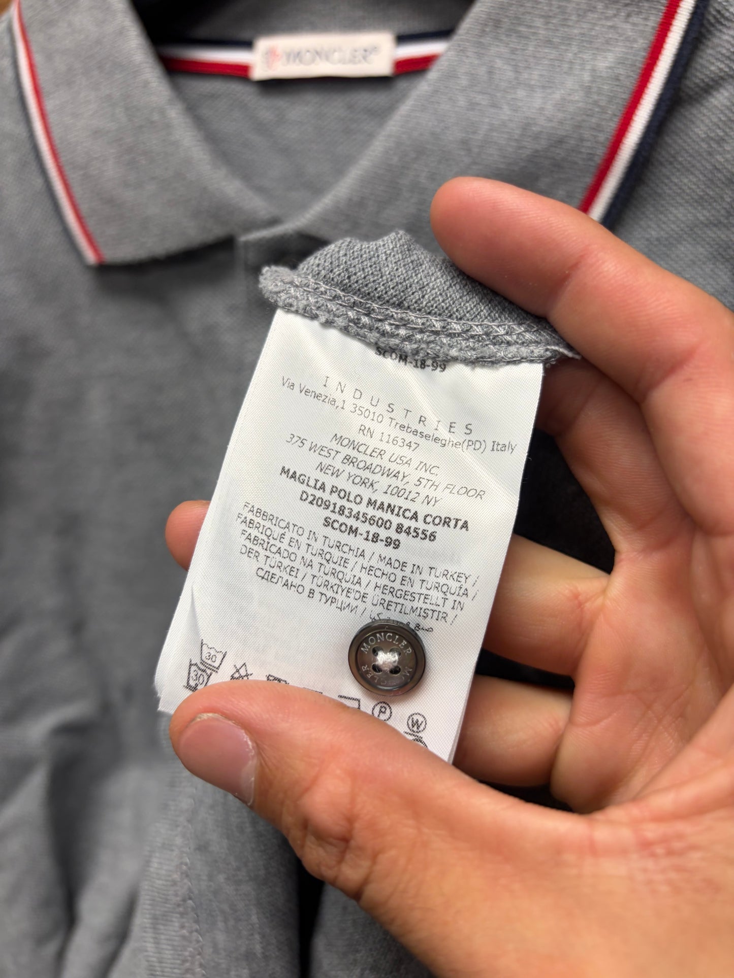 Moncler ‘Tricolor’ Grey Cotton Polo