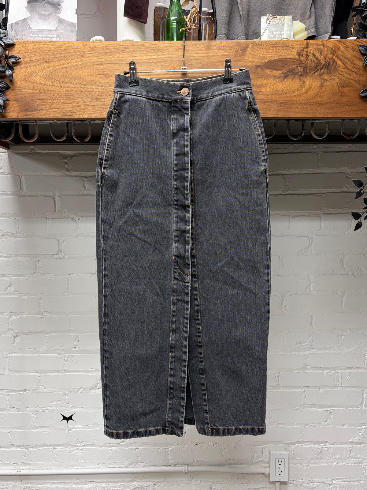 Vivienne Westwood ‘Orb Logo’ Dark Grey Denim Maxi Skirt