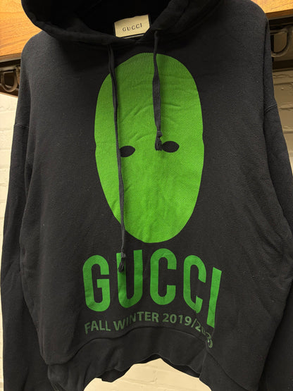 AW2019 Gucci ‘Manifesto Mask’ Black/Green Graphic Pullover Hoodie