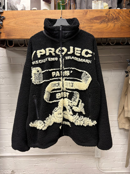 Y-Project ‘Paris Best’ Black/White Jacquard Zip-Up Fleece Sweater