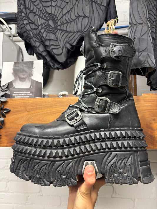 Vetements x New Rock ‘Tower’ Flame Platform Leather Boots